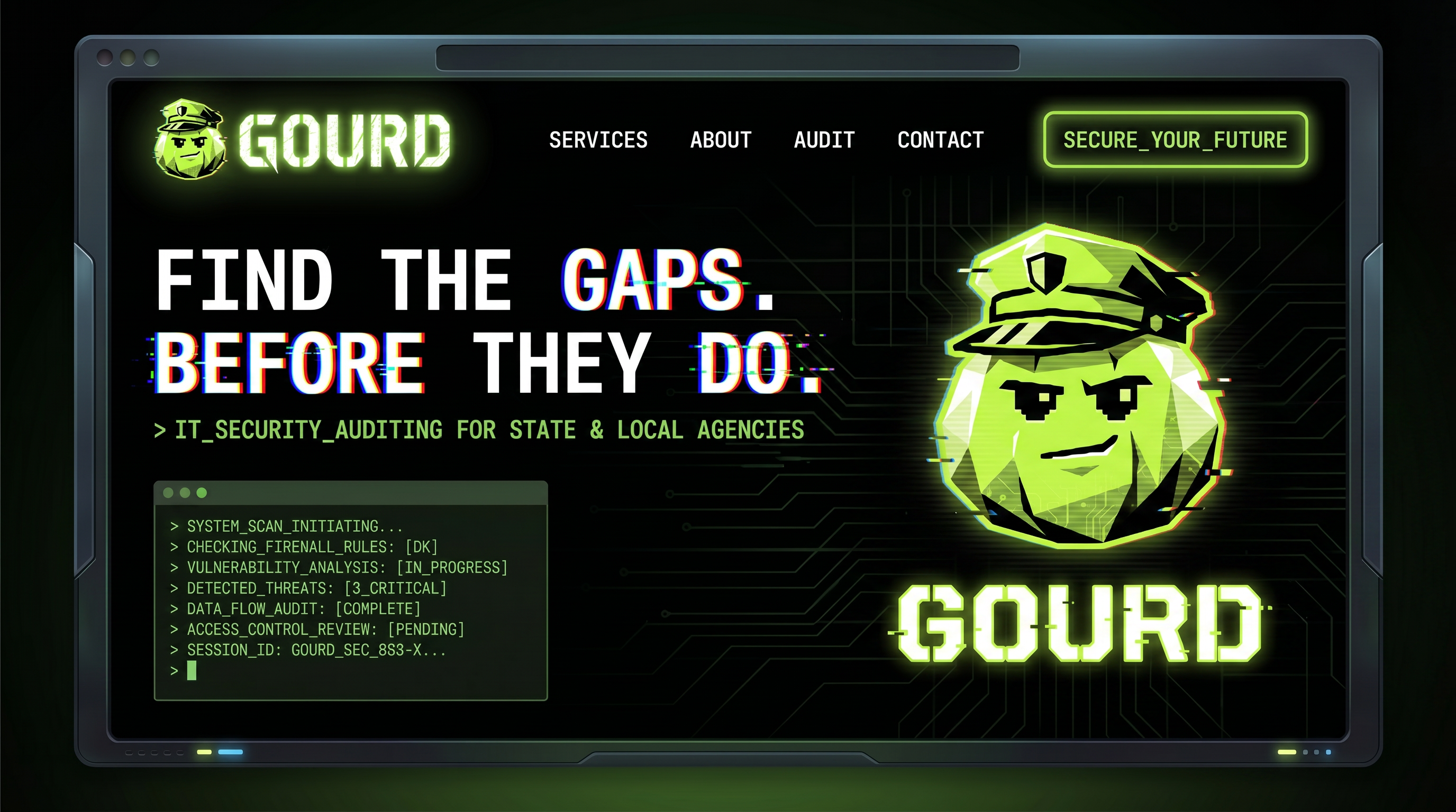 Gordo Glitch homepage mockup